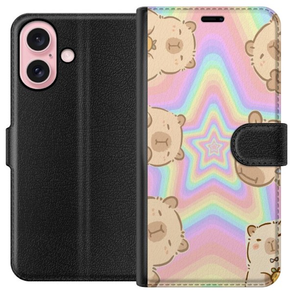 Apple iPhone 16 Tegnebogsetui Kawaii Capybara Galaxy Sød Anime Dyr Rummotiv Kawaii Trend Gave TikTok Design
