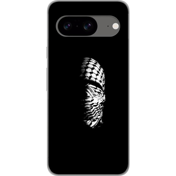 Google Pixel 8 Läpinäkyvä kuori Keffiyeh-kuviointi - klassinen palestiinalainen mustavalkoinen shaali, jolla on kulttuurinen merkitys