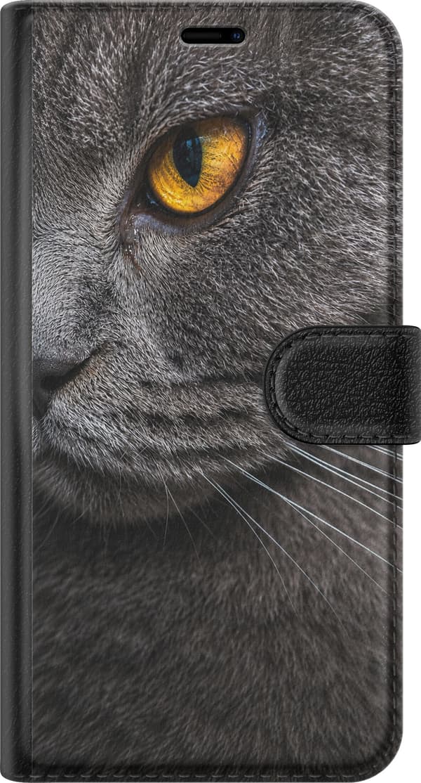 Kompatibelt Plånboksfodral till Samsung Galaxy A32 5G Grå midnattskatt grå