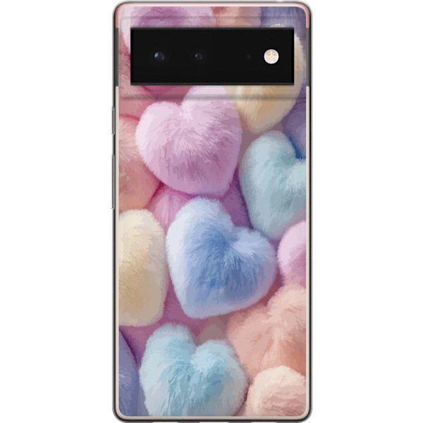 Google Pixel 6 Genomskinligt Skal Hjärtan Kärlek Grafisk Design Romantiskt Motiv Populärt Symbol Grafiskt Mönster Dekoration