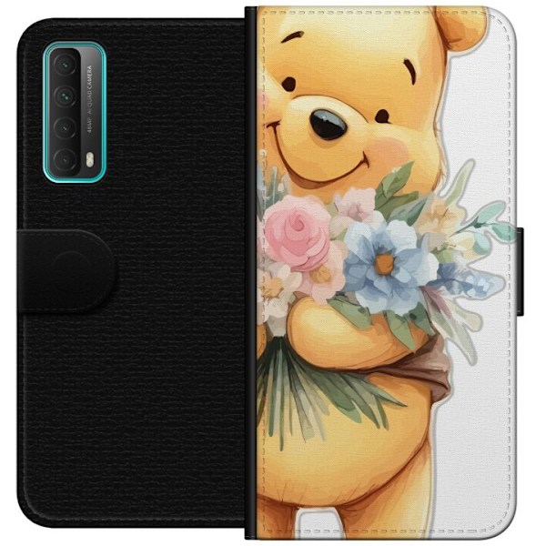 Huawei P smart 2021 Tegnebogsetui Nalle Puh med blomster - kla