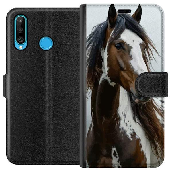 Huawei P30 lite Lompakkokotelo Hevonen Eläimet Aihe Graafinen Suunnittelu Luonto Vahva Aihe Suosittu Taide Eläinten Teema Ratsastus