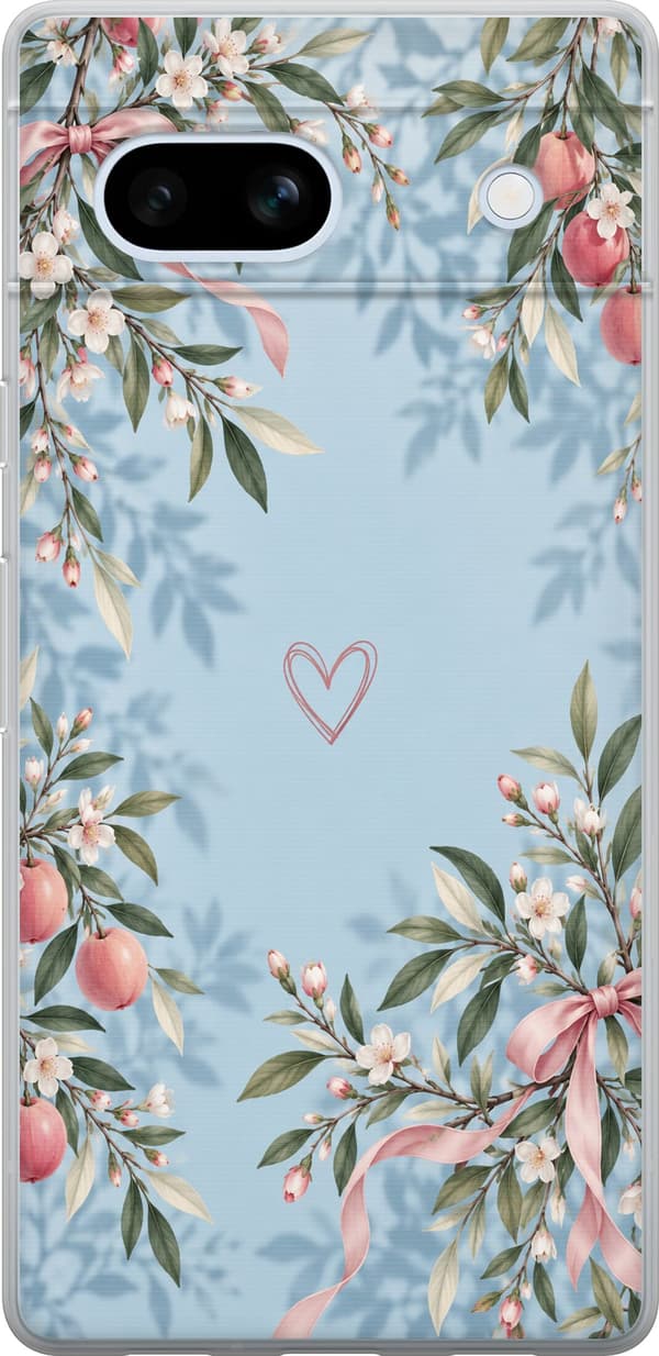 Kompatibel Mobilcover til Google Pixel 7a Blomsterhjerte blå