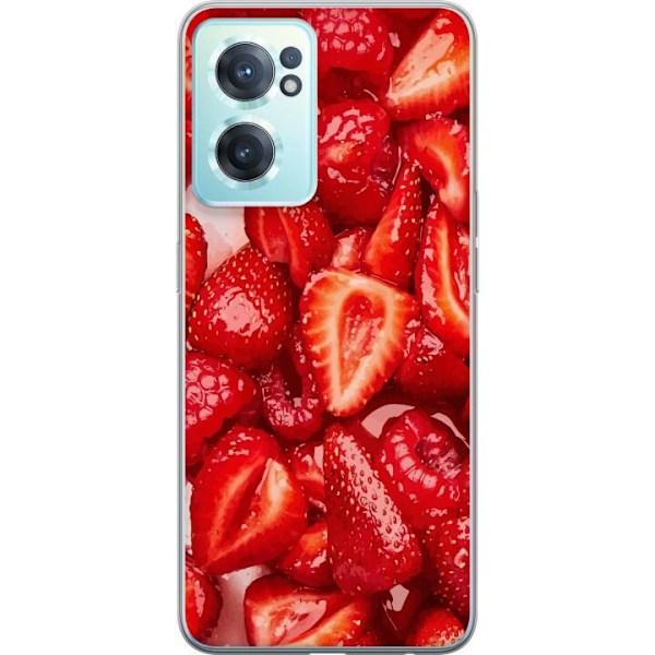 OnePlus Nord CE 2 5G Genomskinligt Skal Jordgubbsmönster – sött motiv med sommarkänsla