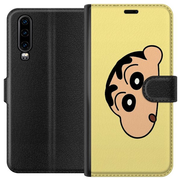 Huawei P30 Lompakkokotelo Peeking Shinchan