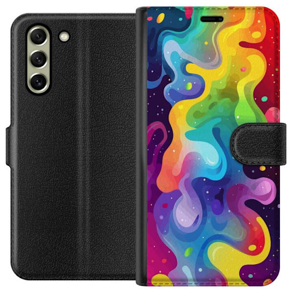 Samsung Galaxy S21 FE 5G Plånboksfodral Color Splash Abstrakt Konst Design Färgstarkt Mönster Modern Populär Väggkonst Grafiskt Trend