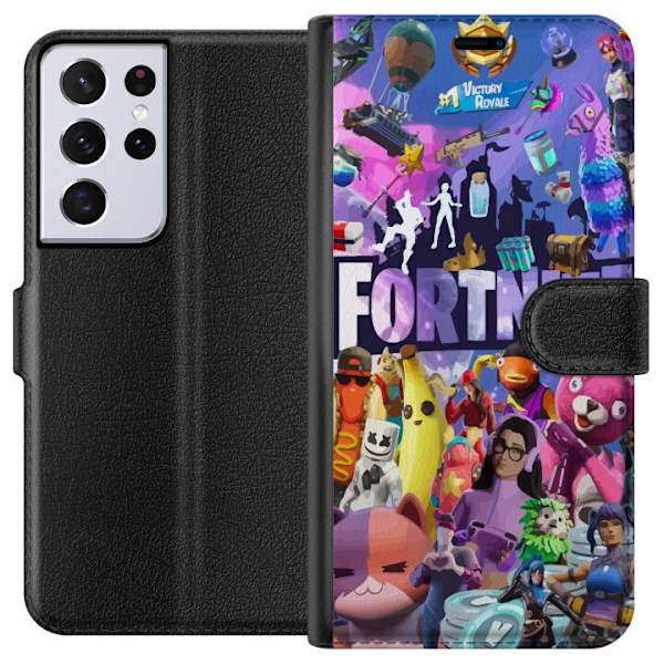 Samsung Galaxy S21 Ultra 5G Lompakkokotelo Fortnite Hahmot Peliteema Ikonit Peli Suunnittelu Suosittu Taistelurojalainen Lapset Pelihahmojen Teema
