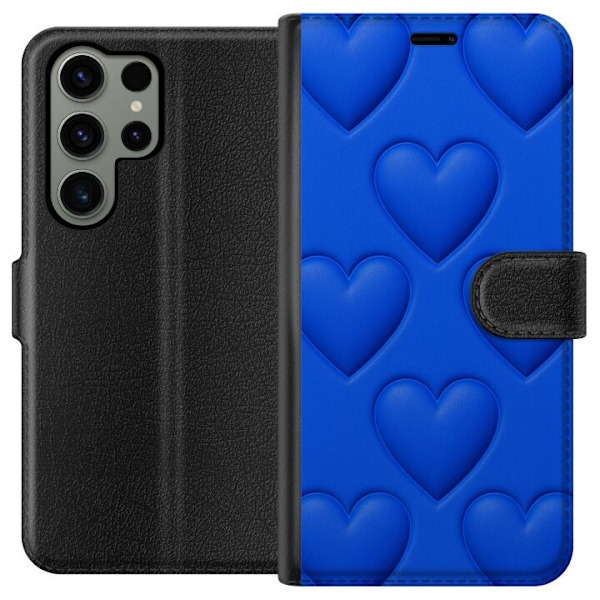 Samsung Galaxy S23 Ultra Lompakkokotelo Siniset Sydämet