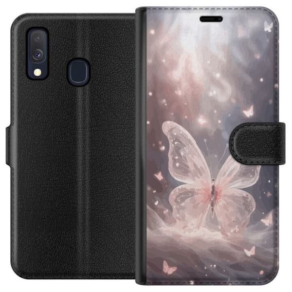 Kompatibel Tegnebogsetui til Samsung Galaxy A40 Sommerfugl