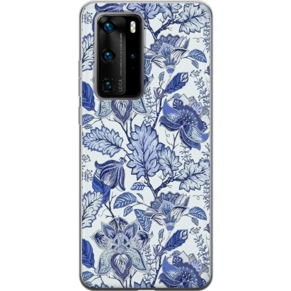 Huawei P40 Pro Gennemsigtig cover Blomster Blå...