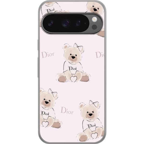 Google Pixel 9 Pro XL Gennemsigtig cover Teddy Dior Vibes - luksuriøs bamse i modetil
