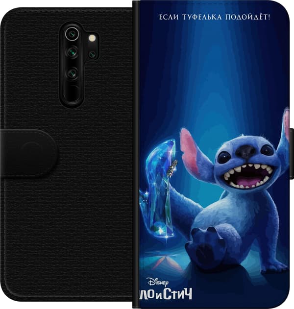 Kompatibel Tegnebogsetui til Xiaomi Redmi Note 8 Pro  Blå rumfigur med en lysende blå højhælet sko på mørkeblå baggrund blå