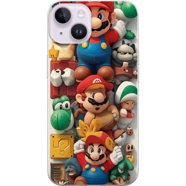Kompatibelt Mobildeksel til Apple iPhone 14 Kollasj av ikoniske Super Mario-karakterer