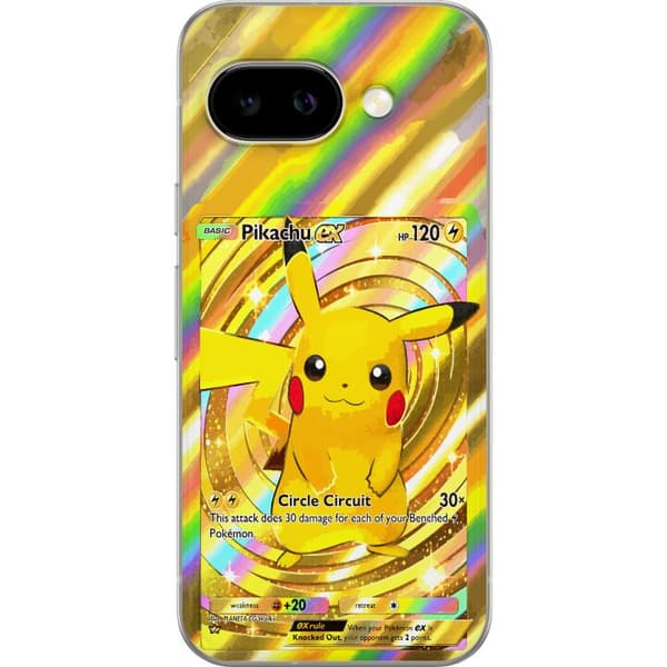 Kompatibelt Mobildeksel til Google Pixel 9a Gullig Pikachu EX samlebilde med regnbueeffekter gull