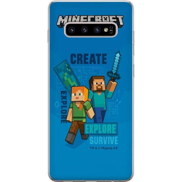 Samsung Galaxy S10+ Läpinäkyvä kuori Minecraft Luolastot