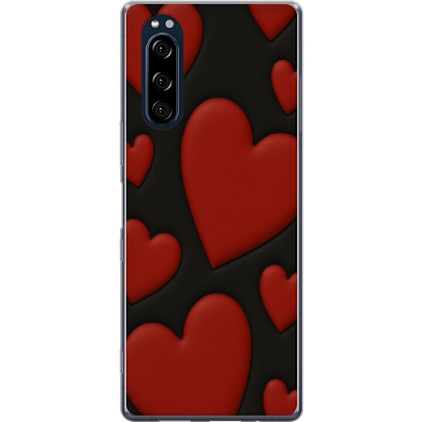 Sony Xperia 5 Gennemsigtig cover Rød Fløjlshjerter