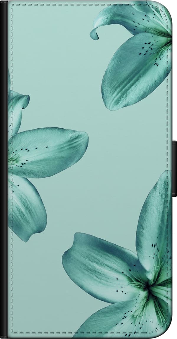 Kompatibel Tegnebogsetui til OnePlus 9 Pro Turkise liljer turkis