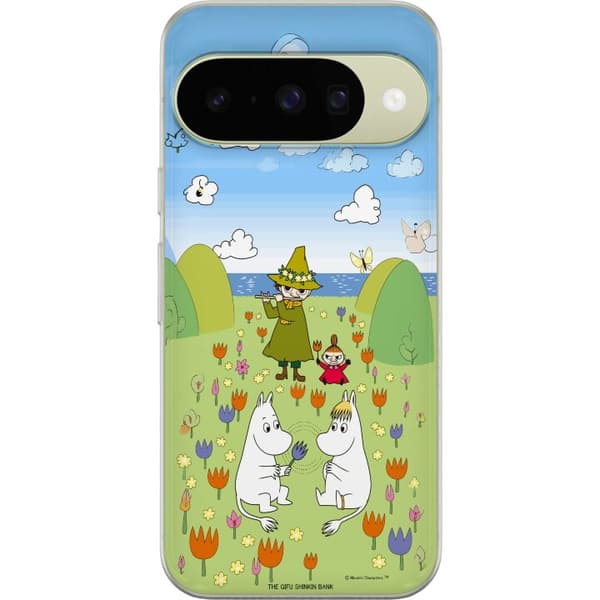 Kompatibelt Mobilskal till Google Pixel 11 Mumin i blomsteräng grön