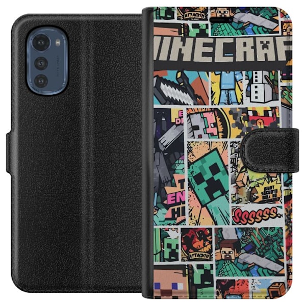 Motorola Moto E32s Plånboksfodral Minecraft Art