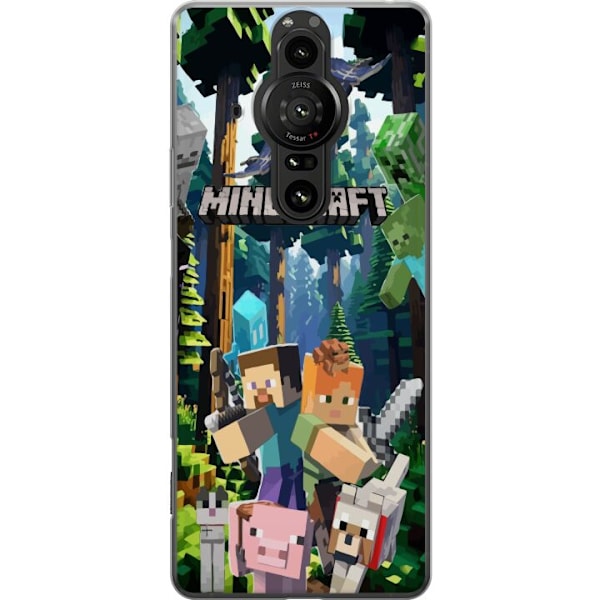 Sony Xperia Pro-I Genomskinligt Skal Minecraft mobilskal med skog och figurer i pixelstil