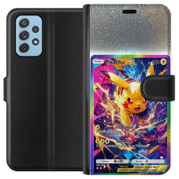 Kompatibel Tegnebogsetui til Samsung Galaxy A72 5G Pikachu gul