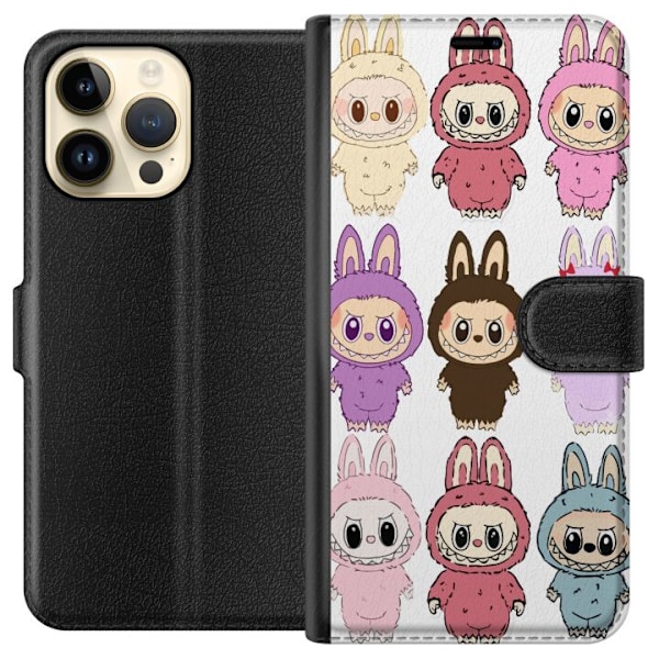 Apple iPhone 15 Pro Max Lompakkokotelo Labubu Pink Monster - P