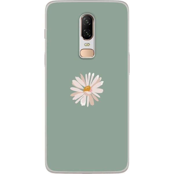 OnePlus 6 Genomskinligt Skal Grön Minimalblomma – stilren b