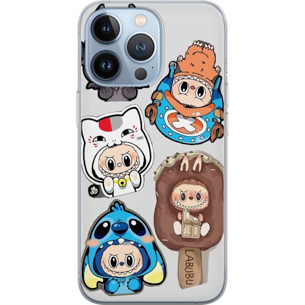 Apple iPhone 13 Pro Läpinäkyvä kuori Labubu hahmokokoelma - Pop Mart Labubu The Monsters väriluulisessa muotoilussa