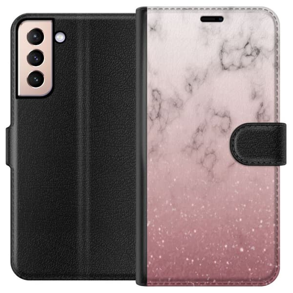 Kompatibelt Plånboksfodral till Samsung Galaxy S21 Glitter och marmor