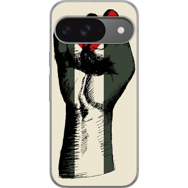 Google Pixel 9 Pro Gennemsigtig cover Hånd bundet i Palæstinas farver - kraftfuldt symbol for frihedsbevægelsen