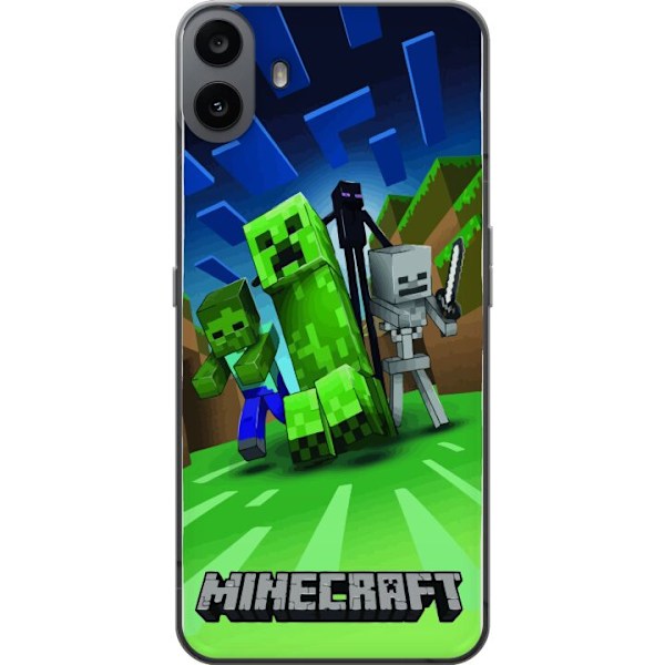 Nothing CMF Phone 1 Gennemsigtig cover Minecraft Creeper mobilskal i klassisk grön pixelstil