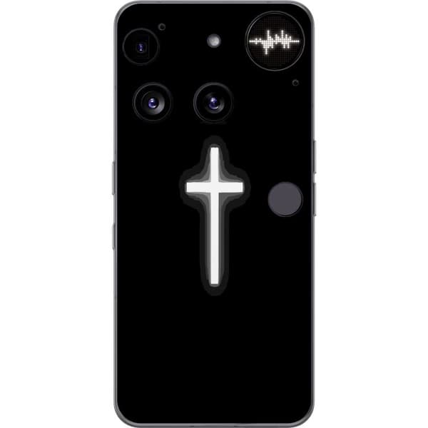 Kompatibel Mobilcover til Nothing Phone (3) Lysande vitt kors sort