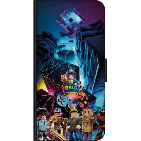 Kompatibel Tegnebogsetui til Samsung Galaxy Note20 Spilfigurer med neonlys og controller - spilkollage i blå og lilla toner blå