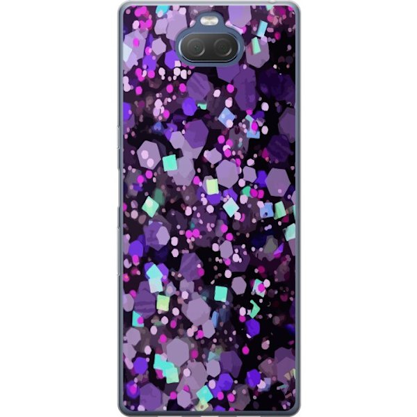 Sony Xperia 10 Plus Genomskinligt Skal Lila Glitter