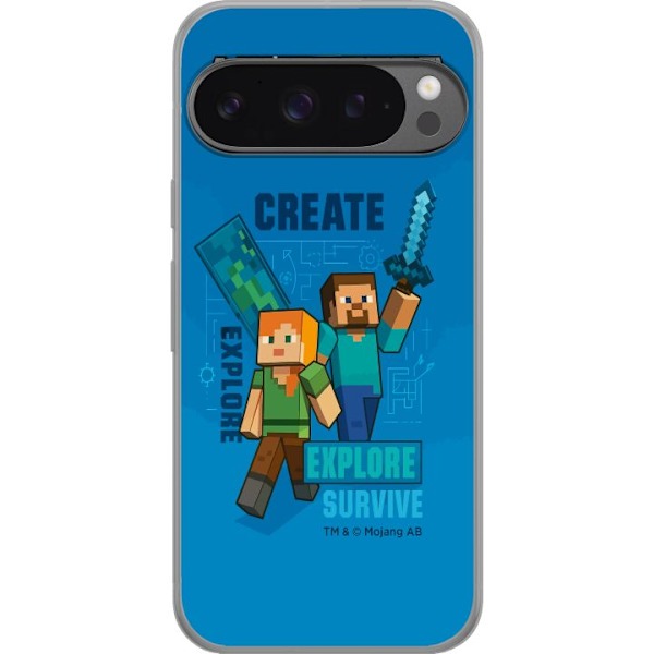 Google Pixel 9 Pro XL Läpinäkyvä kuori Minecraft Luolastot