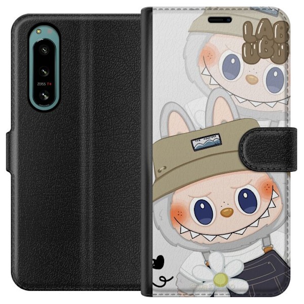 Sony Xperia 5 IV Lompakkokotelo Labubu Minimal Mood - Yksinkertainen ja tyylikäs hirviösuunnittelu
