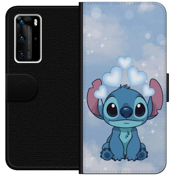 Huawei P40 Pro Tegnebogsetui Stitch Hoppende Glæde - Sjovt Design til Gave