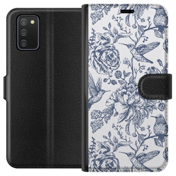 Samsung Galaxy A02s Tegnebogsetui Blomster & Fugle - Romantisk Vintage-stil Mønster