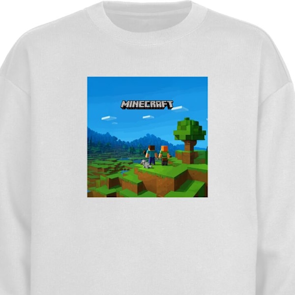 Sweatshirt för Vuxen | Klassisk Collegetröja Minecraft Key Art vit M