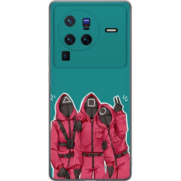 vivo X80 Pro Läpinäkyvä kuori Squid Game Hahmot Graafinen Suunnittelu Sarjakuvasarjan Hahmot Suosittu TV-Teema Aasialainen Tyyli Jännittävä Tren