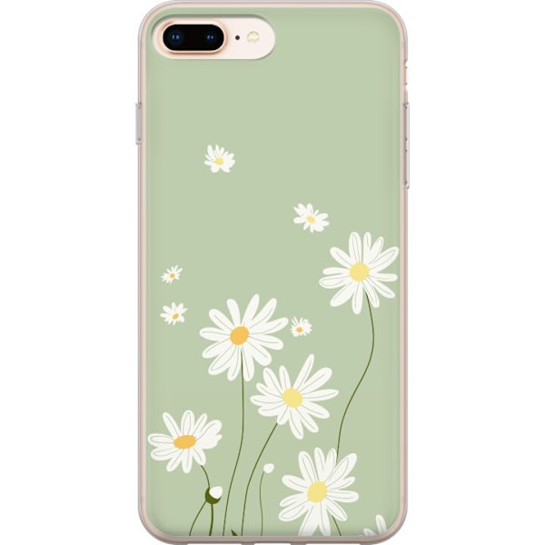 Apple iPhone 8 Plus Genomskinligt Skal Prästkragar – blommigt mönster i svensk sommarstil