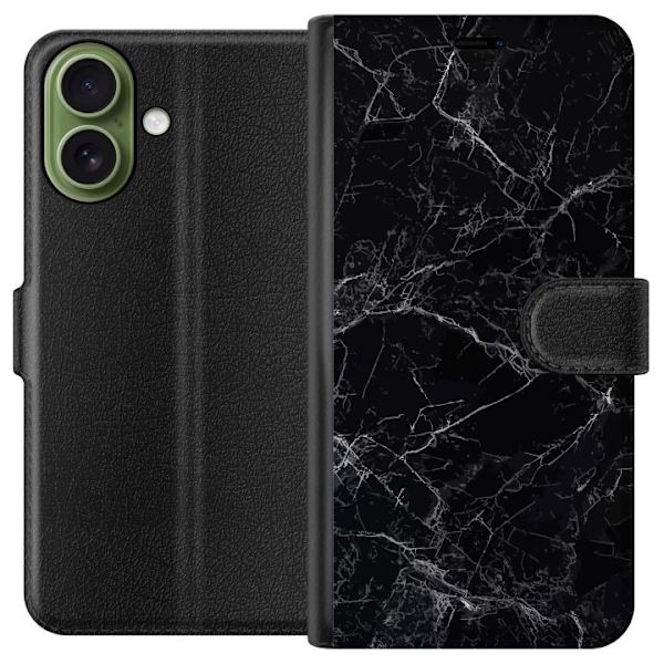 Kompatibel Tegnebogsetui til Apple iPhone 17 Marmor Sort