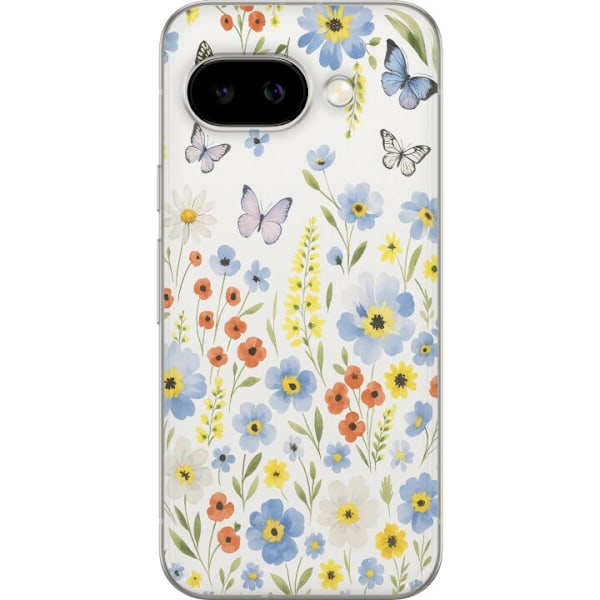 Google Pixel 9a Gjennomsiktig deksel Sommerblomster