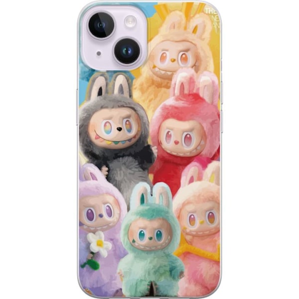 Apple iPhone 15 Plus Genomskinligt Skal Labubu Sketch Style – Handritat monster i tusch