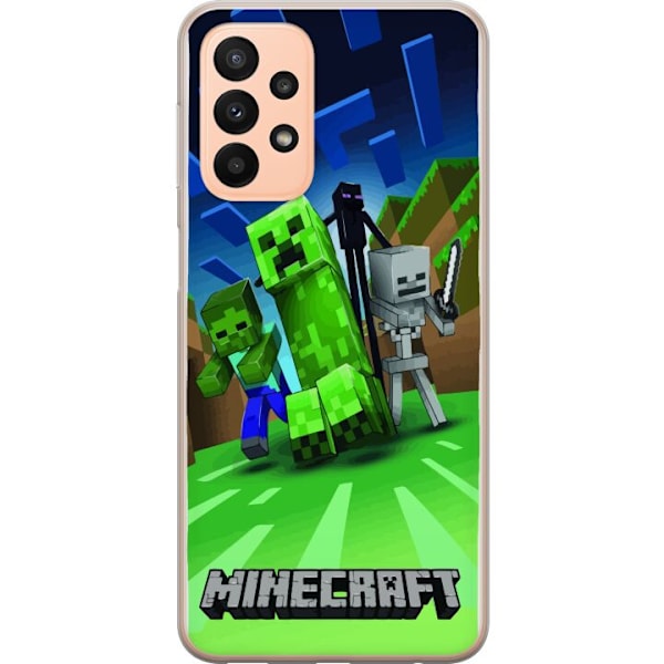 Samsung Galaxy A23 5G Gjennomsiktig deksel Minecraft Creeper mobilskal i klassisk grön pixelstil