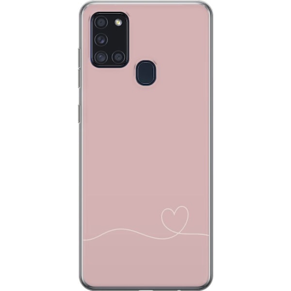 Samsung Galaxy A21s Gennemsigtig cover Lyserød Hjerne Design