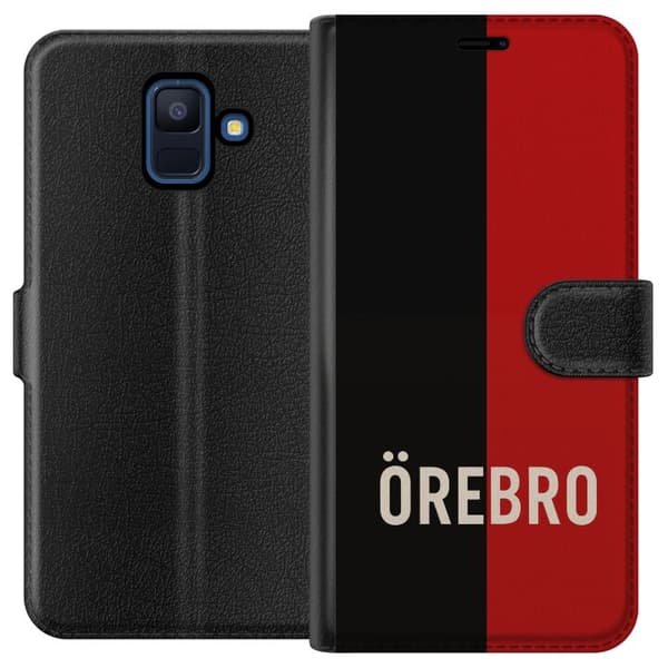 Kompatibel Tegnebogsetui til Samsung Galaxy A6 (2018) Sort og rød bytekst med minimalistisk og moderne design sort