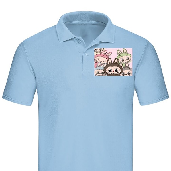 Pikeepaita Aikuisille | Tyylikäs Pikeepaita Labubu Classics Vaaleansininen X-Large