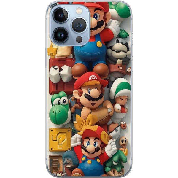 Kompatibelt Mobildeksel til Apple iPhone 13 Pro Max Kollasj av ikoniske Super Mario-karakterer