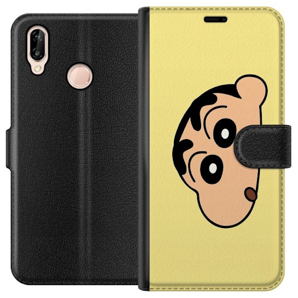Huawei P20 lite Lompakkokotelo Peeking Shinchan